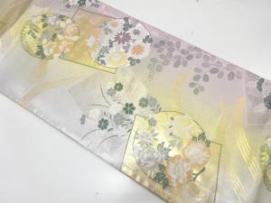 花丸に秋草模様織り出し　袋帯